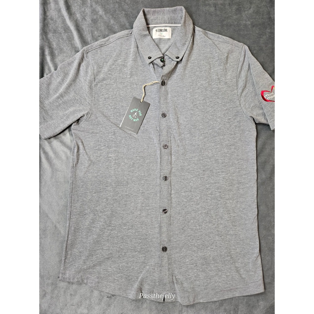 NEW Linksoul Shirt Mens Medium Gray Golf Soft‎ Cotton Blend Music Movement NWT